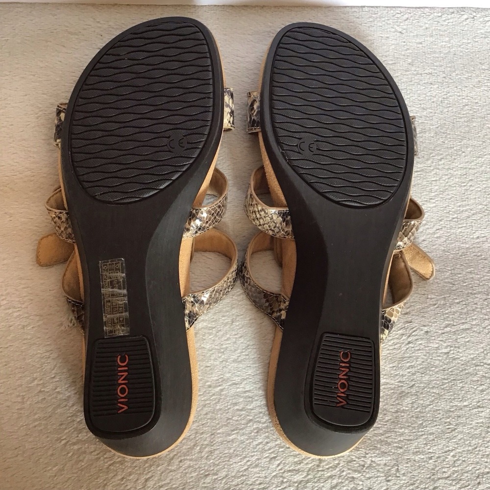 VIONIC Orthaheel PARK RADIA Strap Wedge Sandals * Natural Snake 🌺 Size 8 - Picture 8 of 11
